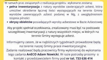 Aktualizacja inwentaryzacji wyrobów zawierających azbest na terenie Gminy Czerwin!