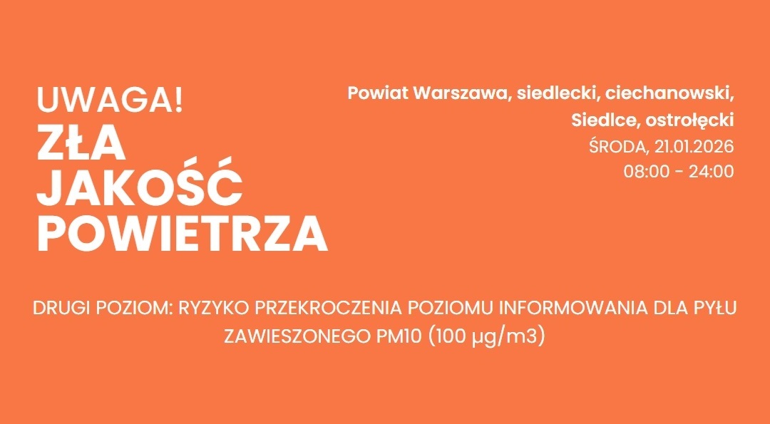 Powiadomienie o ryzyku wystąpienia przekroczenia średniodobowego poziomu informowania dla pyłu zawieszonego PM10 w powietrzu